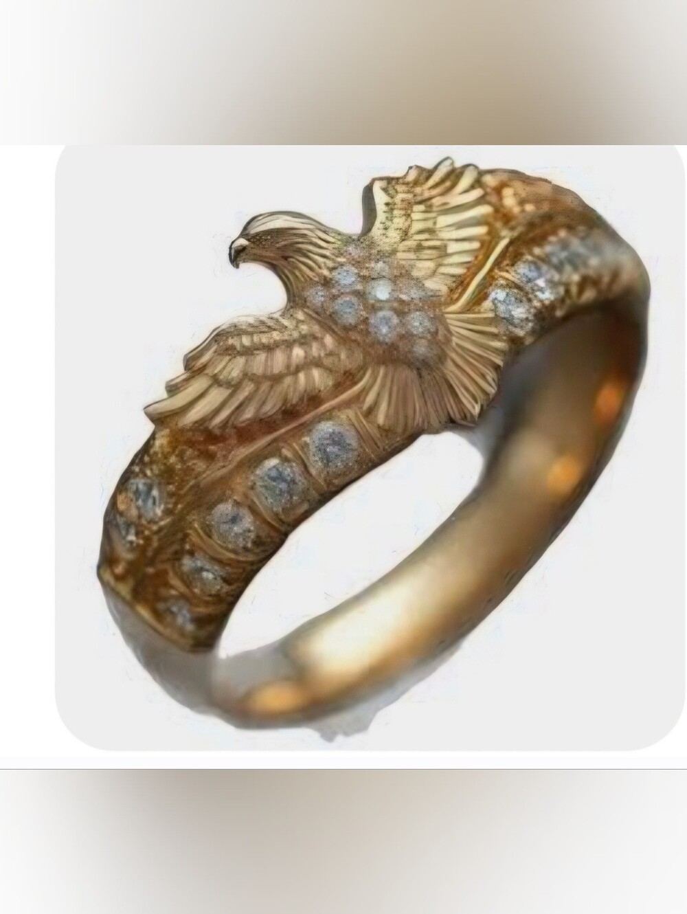 Mens Gold Vermeil New American Eagle Cz Stones Size 10 Ring